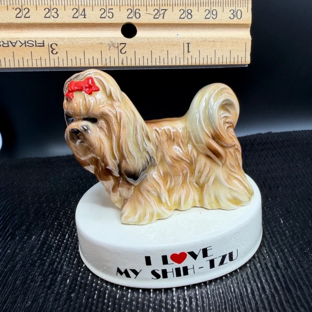 George Good Japan Shih Tzu Dog Figurine I Love My Shih Tzu Vintage Ceramic 3in